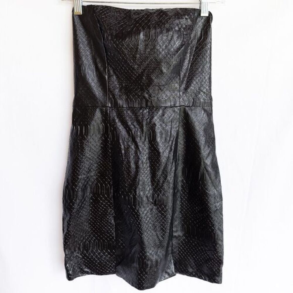 Olivia Jade x Princess Polly Lia Mini Dress Size 4 Black‎ Faux Leather Strapless